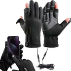 Heated Gloves, Electric Gloves, Rechargeable heated gloves, Heated cycling gloves, Comfortable heated gloves, USB, Black
