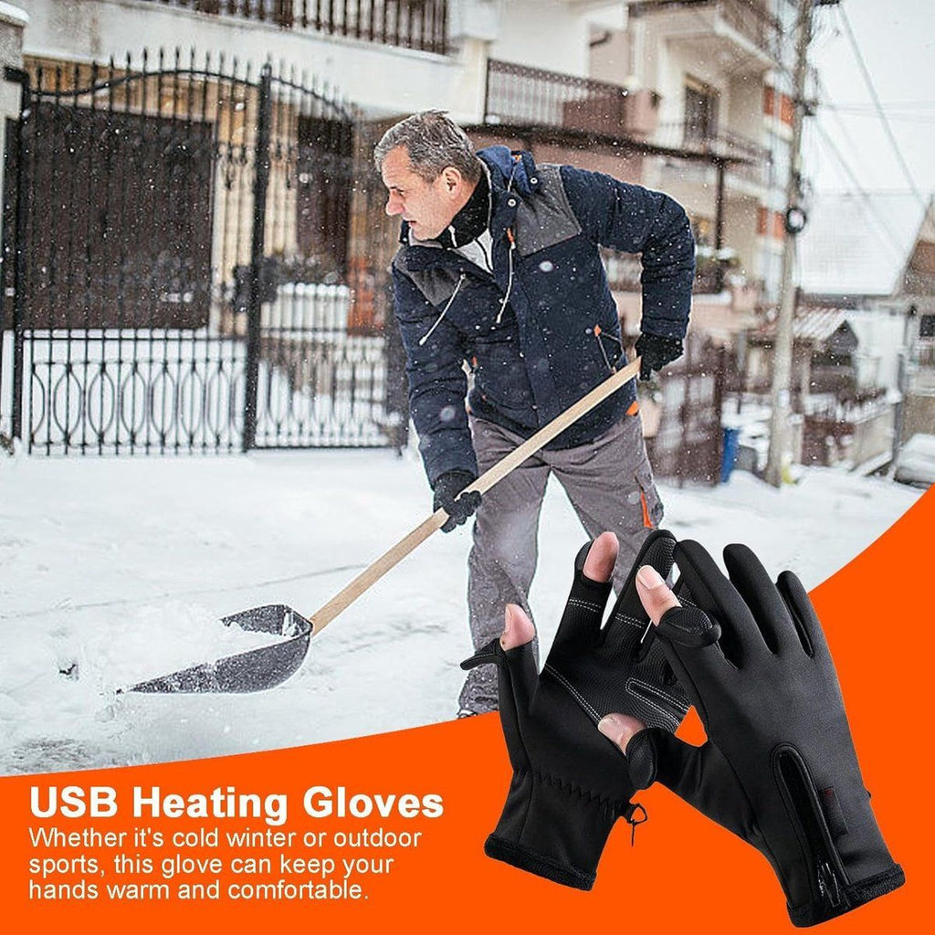 Heated Gloves, Electric Gloves, Rechargeable heated gloves, Heated cycling gloves, Comfortable heated gloves, USB, Black