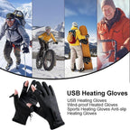 Heated Gloves, Electric Gloves, Rechargeable heated gloves, Heated cycling gloves, Comfortable heated gloves, USB, Black