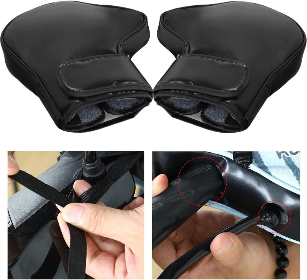 Motorcycle Handlebar Gloves, Windproof Winter Scooter Handlebar Mitts for ATVs, Bicycles and Electric Bikes, 30 x 25 x 6 cm, Black