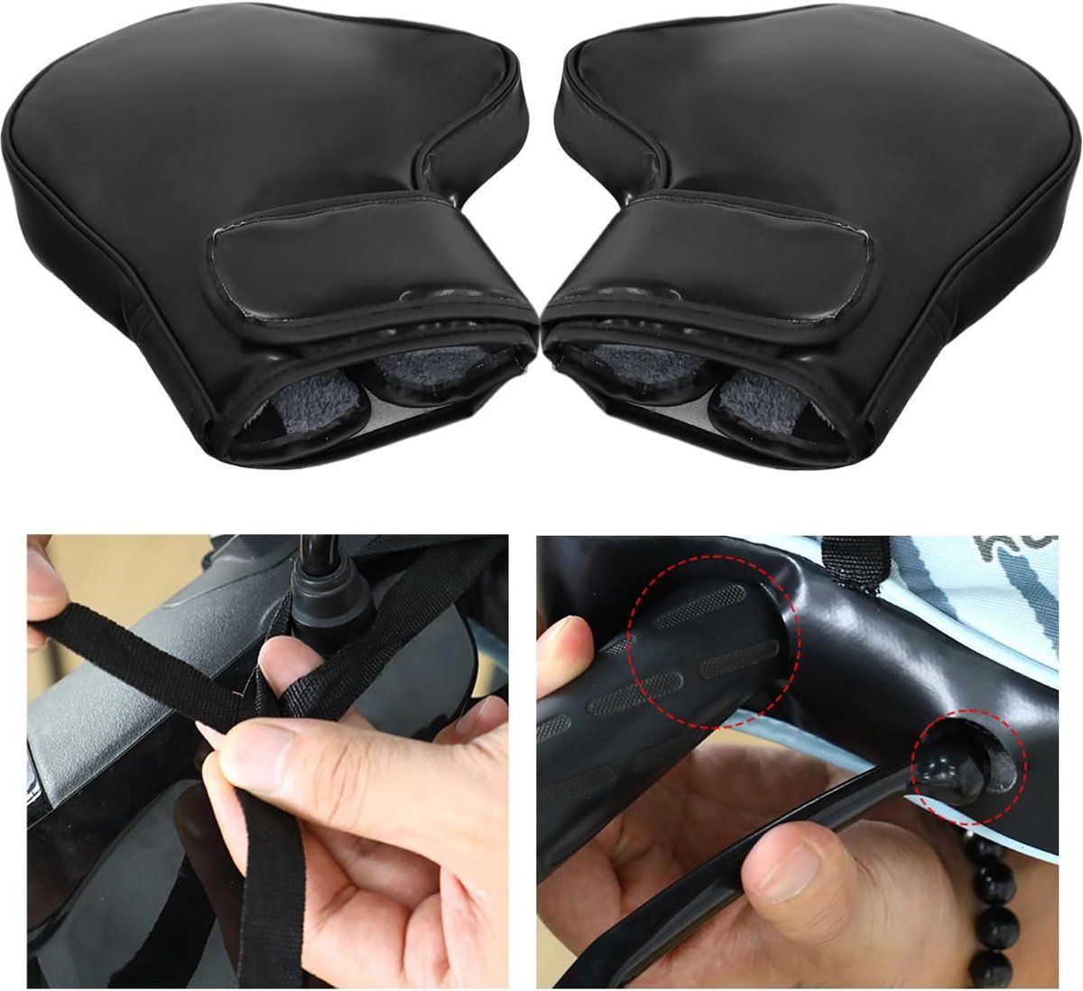 Motorcycle Handlebar Gloves, Windproof Winter Scooter Handlebar Mitts for ATVs, Bicycles and Electric Bikes, 30 x 25 x 6 cm, Black