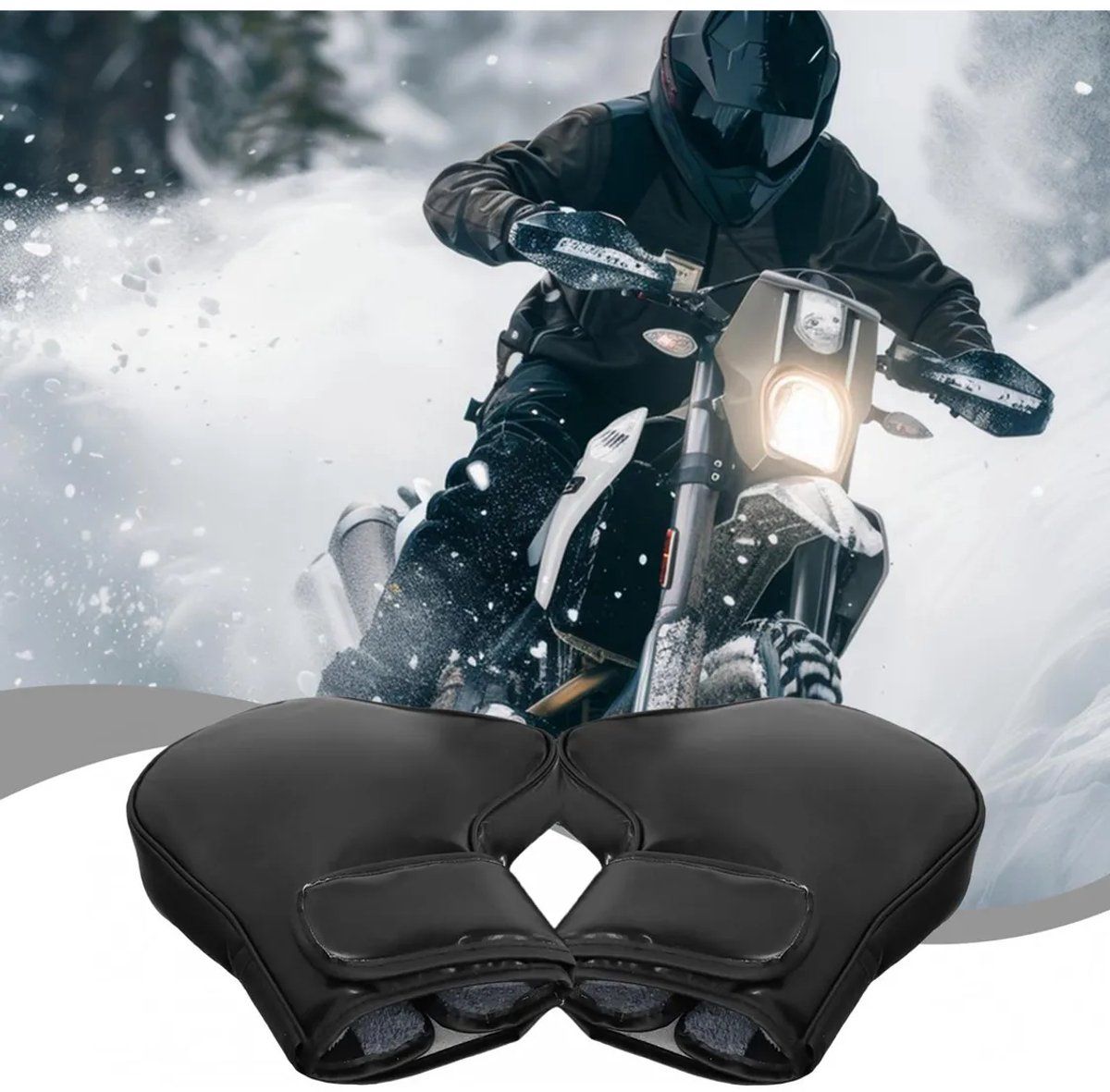 Motorcycle Handlebar Gloves, Windproof Winter Scooter Handlebar Mitts for ATVs, Bicycles and Electric Bikes, 30 x 25 x 6 cm, Black