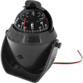 Marine Compass with mounting bracket, waterproof compass bulb, for boats and campers, rotatable instrument panel with lighting, Black