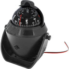 Marine Compass with mounting bracket, waterproof compass bulb, for boats and campers, rotatable instrument panel with lighting, Black