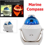 Marine Compass with mounting bracket, waterproof compass bulb, for boats and campers, rotatable instrument panel with lighting, Black