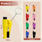 16 Pieces, 4 in 1 Safety Hammer Keychain, Seatbelt Cutter with Whistle and Glass Breaker, Compact Portable Emergency Tool for Car Rescue