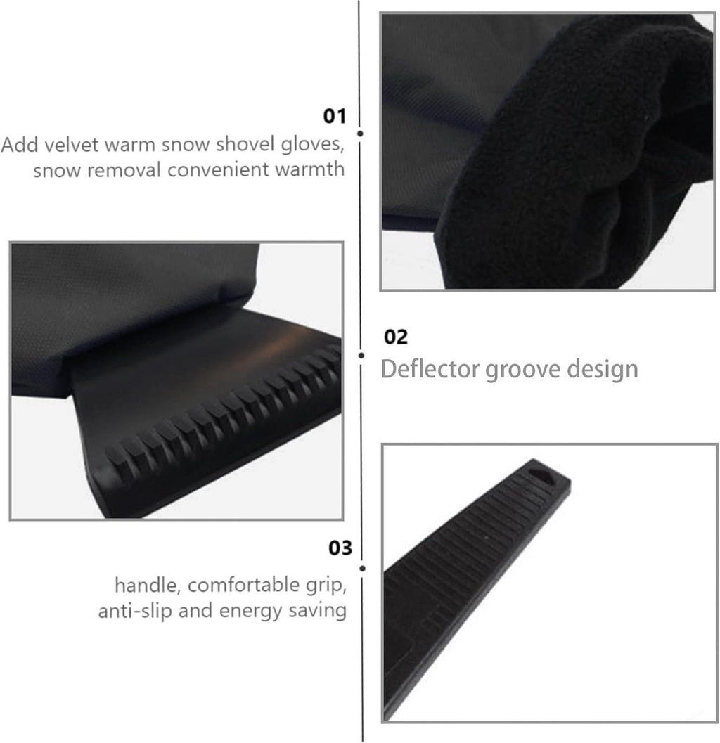 2 Pieces, Car Ice Scraper, Ice Scraper with Glove, Window Scraper, Gloved Window Scraper, Snow Scraper, Compact Lightweight Design, Black