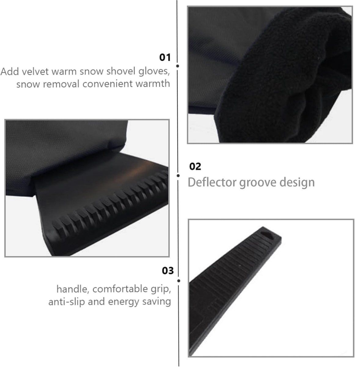 2 Pieces, Car Ice Scraper, Ice Scraper with Glove, Window Scraper, Gloved Window Scraper, Snow Scraper, Compact Lightweight Design, Black