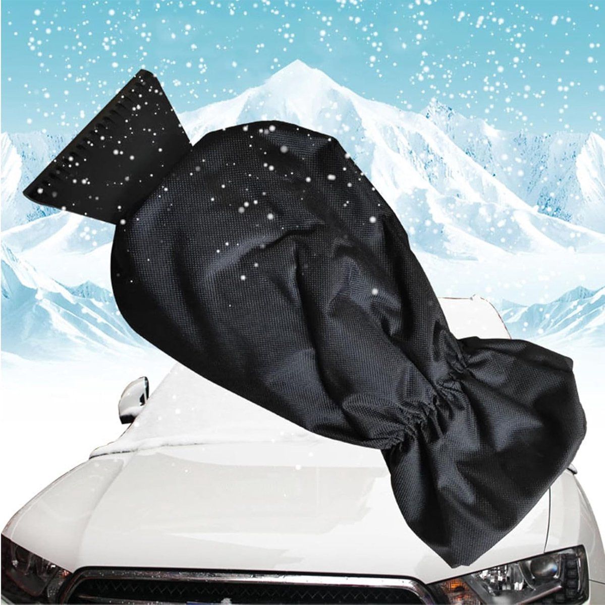 2 Pieces, Car Ice Scraper, Ice Scraper with Glove, Window Scraper, Gloved Window Scraper, Snow Scraper, Compact Lightweight Design, Black