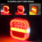 2 Pack Magnetic Wireless Tail Lights Kit for Trailer, LED Trailer Rear Lights for Truck, Flatbed, Semi, RV, 13V Tow Taillights with Turn Signals, Red