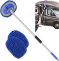 Telescopic Car Wash Brush with Detachable Microfiber Pad and Scratch-Free Wash Glove, Extendable Handle for Cars, Campers and Boats