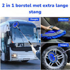 Telescopic Car Wash Brush with Detachable Microfiber Pad and Scratch-Free Wash Glove, Extendable Handle for Cars, Campers and Boats