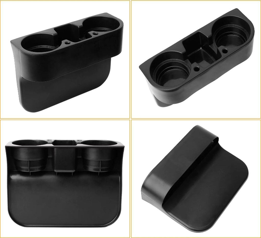 Car Cup Holder Organizer, Space-Saving Storage Insert for Drinks, Phones and Small Items in Cars, SUVs and Trucks, Black