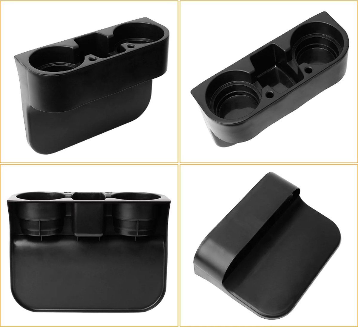 Car Cup Holder Organizer, Space-Saving Storage Insert for Drinks, Phones and Small Items in Cars, SUVs and Trucks, Black
