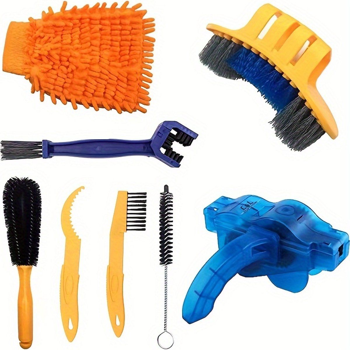 Bicycle Cleaning Set with Chain Cleaner, Chain Brush and Lubrication Tools for Road, Mountain and Electric Bike Maintenance