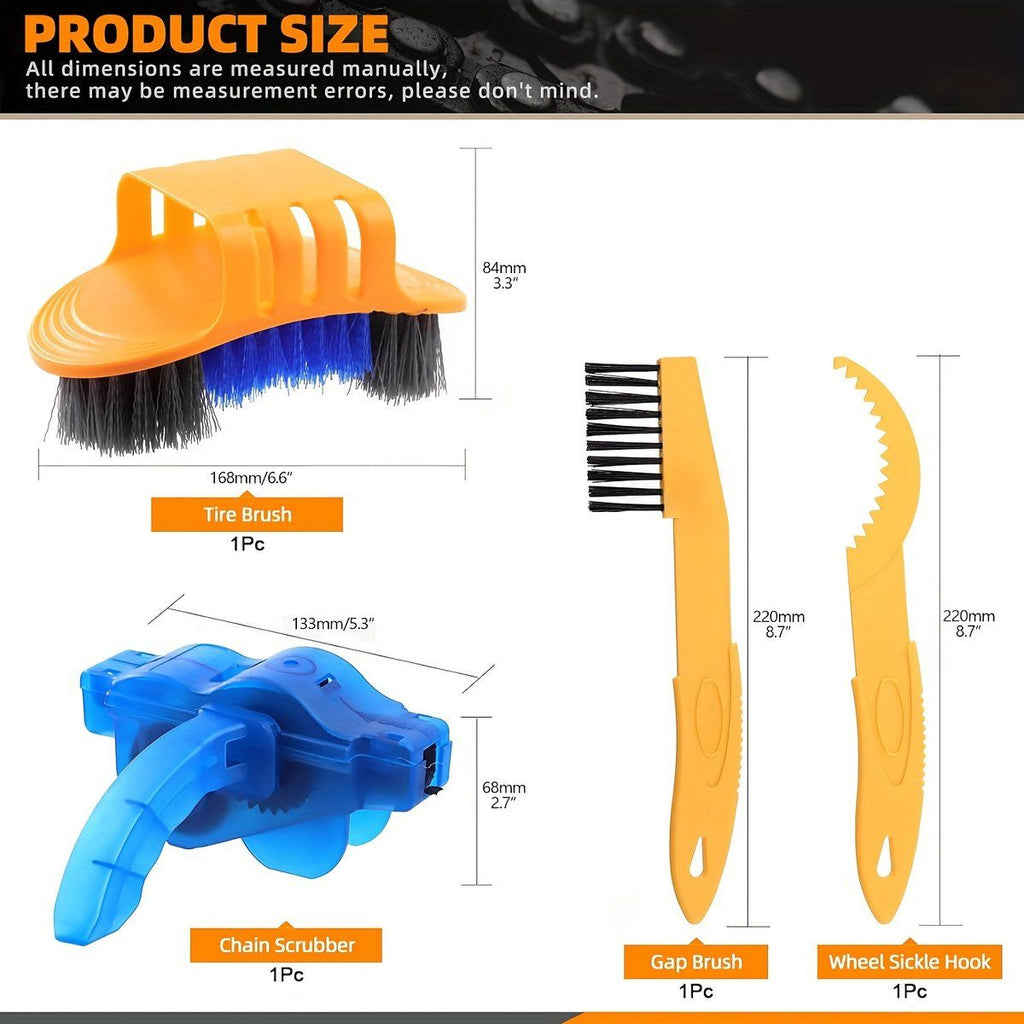 Bicycle Cleaning Set with Chain Cleaner, Chain Brush and Lubrication Tools for Road, Mountain and Electric Bike Maintenance