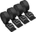 4 Pieces Tie, 2.5 m lashing straps, Fastening straps with stainless steel buckle, Fastening straps for cars, bicycles and camping, black