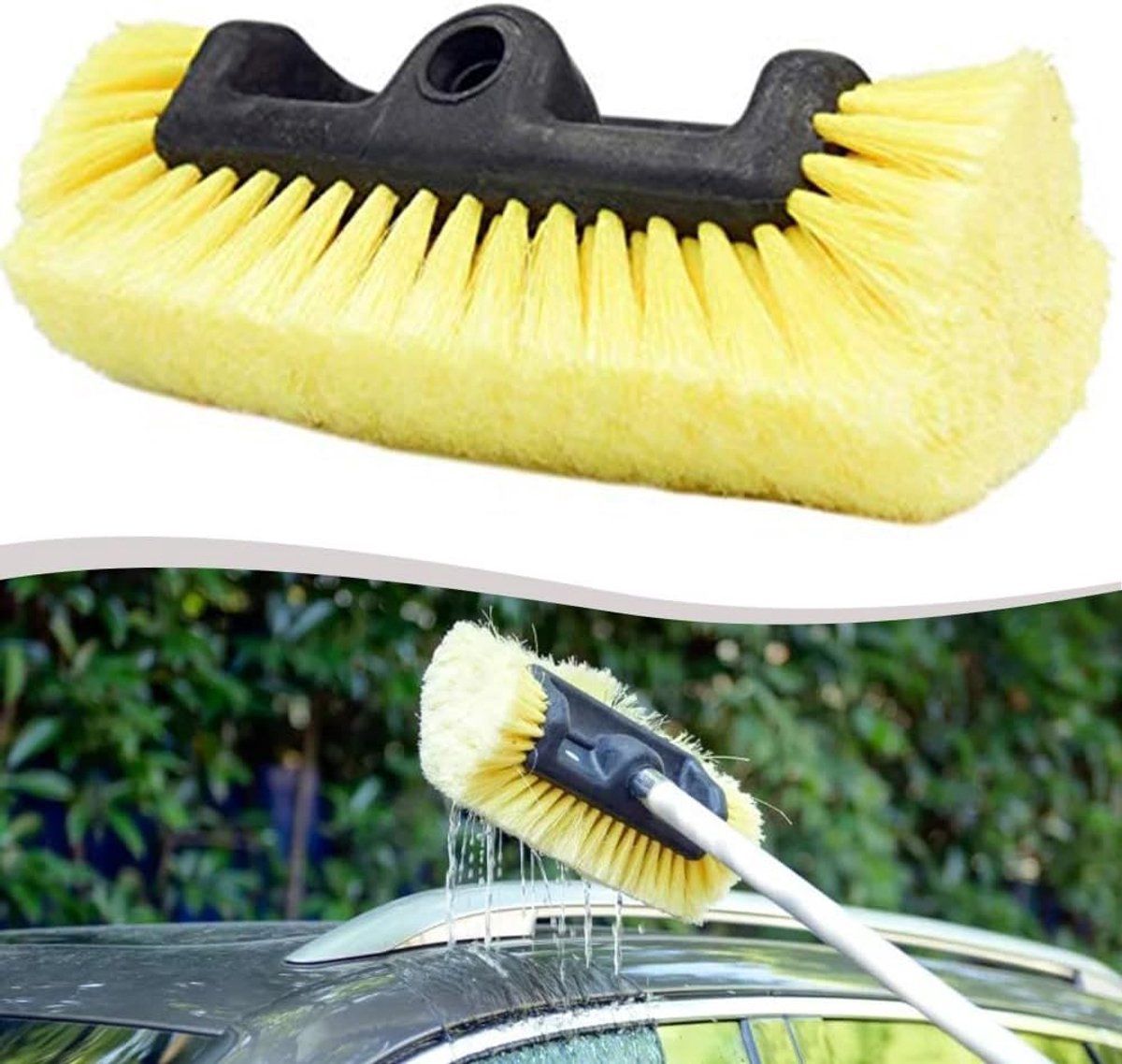 Vehicle Cleaning Brush Head for Cars, RVs, Trucks, Campers and Boats, Soft Window and Caravan Washing Brush, Yellow, 25.4 cm