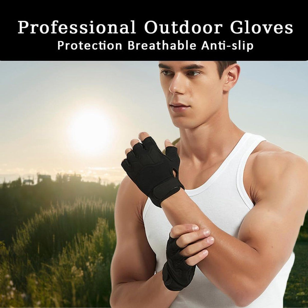 Motorcycle Gloves, MTB Cycling Gloves, Tactical Half, Finger Gloves, for Men and Women, for Outdoors, Camping, Hiking, Training Size L