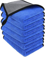 6 Pieces Microfiber Car Cleaning Cloths, Super Absorbent Two-Tone Wash Towels for Cars, Kitchens and Windows, Blue Grey, 30 x 40 cm