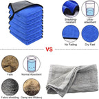 6 Pieces Microfiber Car Cleaning Cloths, Super Absorbent Two-Tone Wash Towels for Cars, Kitchens and Windows, Blue Grey, 30 x 40 cm