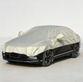 Half Car Cover Sedan with Green Reflective Strip,All Weather Car Body Cover for Sun, Rain, Dust(Fit medium sedans,medium SUVs Length 4.5m to 5.2m)-Sand gold
