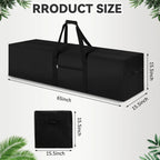 Extra Large Duffle Bag Heavy Duty Waterproof Tent Storage Carrying Case for Camping Travel Fishing Outdoor Moving, Black 65 x 16 x 16 Inch