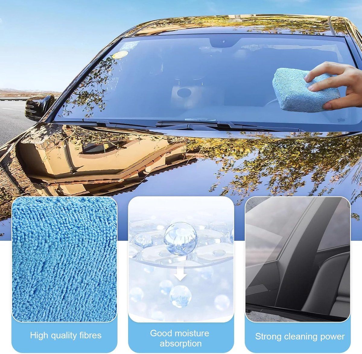 2 Sponges, Anti-fog sponges, Microfiber cloths, Water absorbent, Ideal for cleaning windshields, for Home, Travel and Daily Use