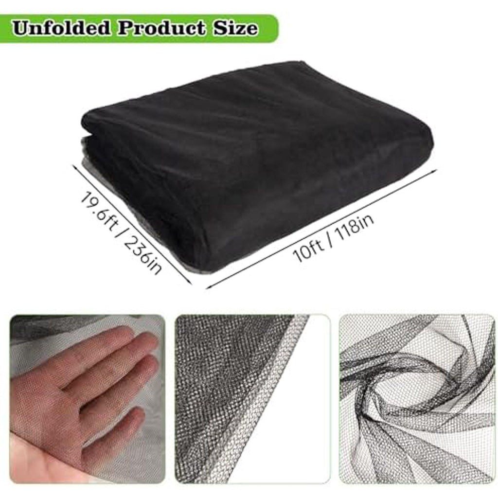 20x10Ft Mosquito Netting Garden Mesh Netting, Fly Bird Net Barrier Hunting Blind Plant Protecting Net, 3x6m, Black