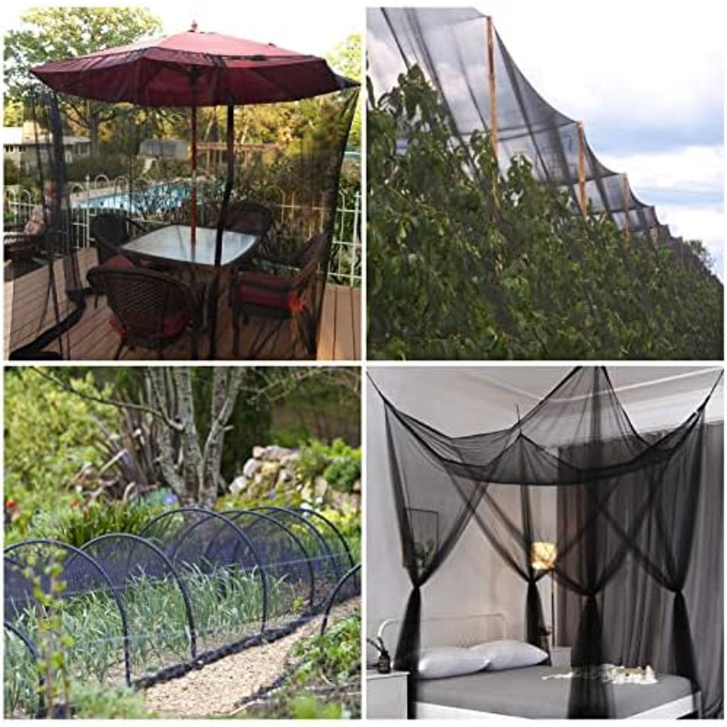 20x10Ft Mosquito Netting Garden Mesh Netting, Fly Bird Net Barrier Hunting Blind Plant Protecting Net, 3x6m, Black
