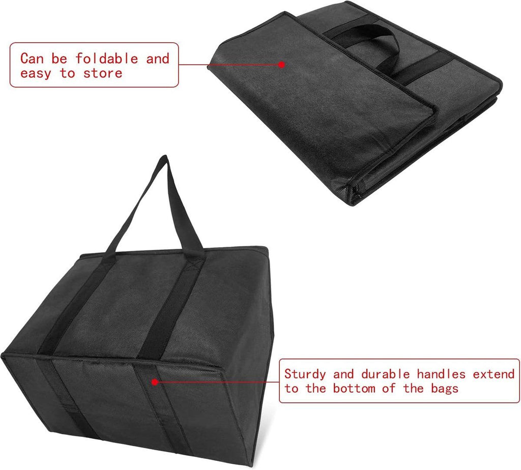 2 Pack Insulated Cooler Bags, Extra Large Foldable Grocery Tote Bags with Zipper and Handles for Shopping and Takeaway Food