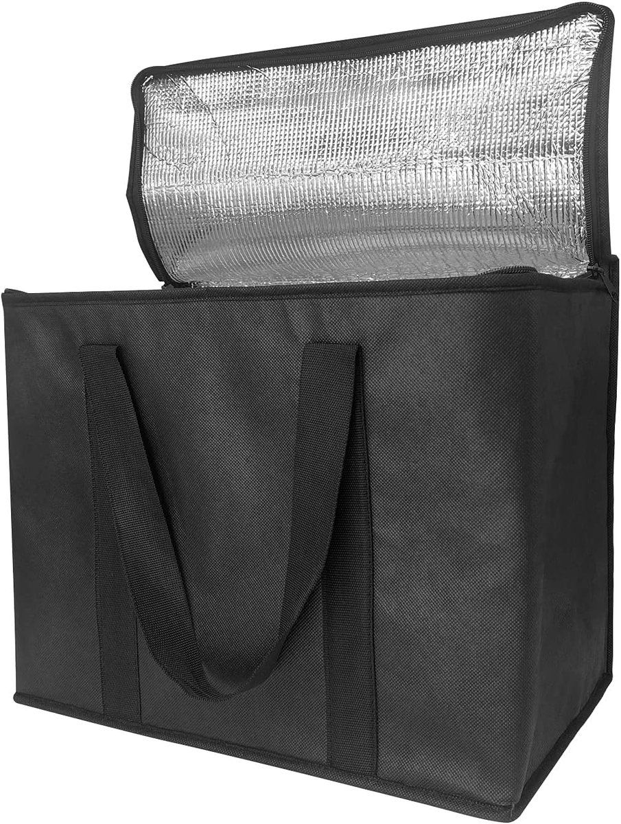 2 Pack Insulated Cooler Bags, Extra Large Foldable Grocery Tote Bags with Zipper and Handles for Shopping and Takeaway Food