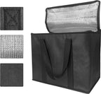 2 Pack Insulated Cooler Bags, Extra Large Foldable Grocery Tote Bags with Zipper and Handles for Shopping and Takeaway Food