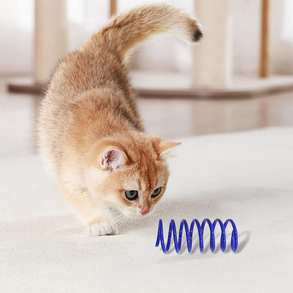 Red Pet Cat Toy Spring Style Spring Toys Playful Coils for Plastic for Swatting Biting Hunting and Active Play Colorful, Red Blue