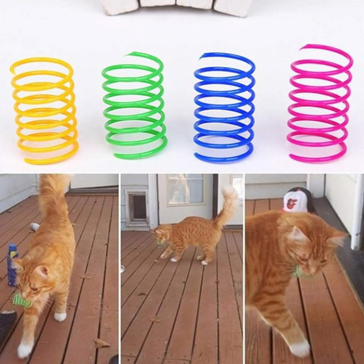 Red Pet Cat Toy Spring Style Spring Toys Playful Coils for Plastic for Swatting Biting Hunting and Active Play Colorful, Red Green