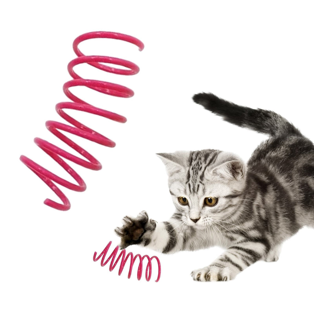 Red Pet Cat Toy Spring Style Spring Toys Playful Coils for Plastic for Swatting Biting Hunting and Active Play Colorful Red