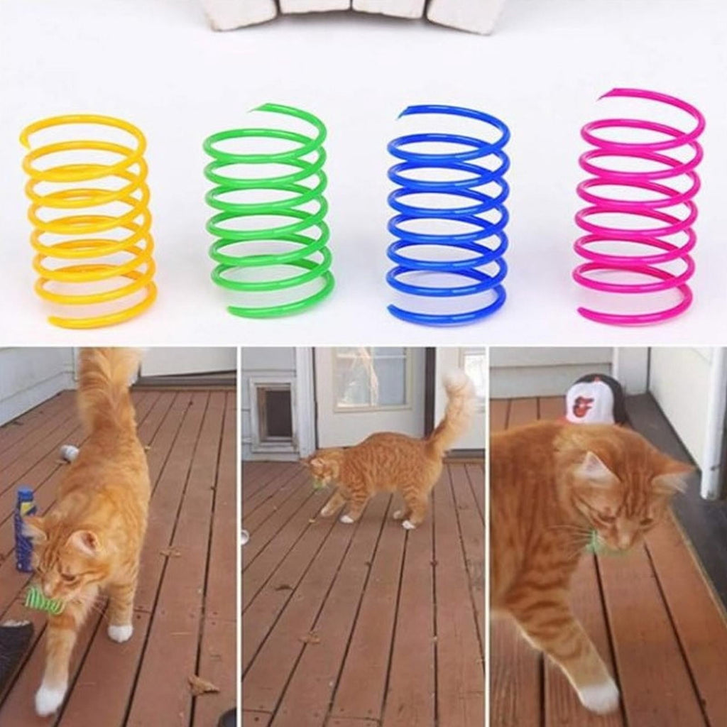 Red Pet Cat Toy Spring Style Spring Toys Playful Coils for Plastic for Swatting Biting Hunting and Active Play Colorful Red