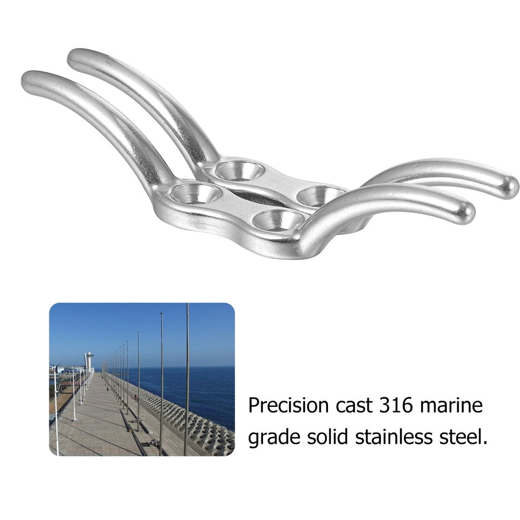 2Pcs Silver Cleat for Boat Accessories Marine Latches 11Cm 4 Inches Stainless Steel