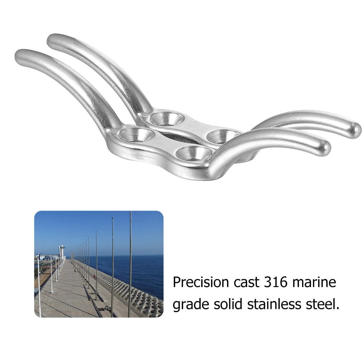 2Pcs Silver Cleat for Boat Accessories Marine Latches 11Cm 4 Inches Stainless Steel