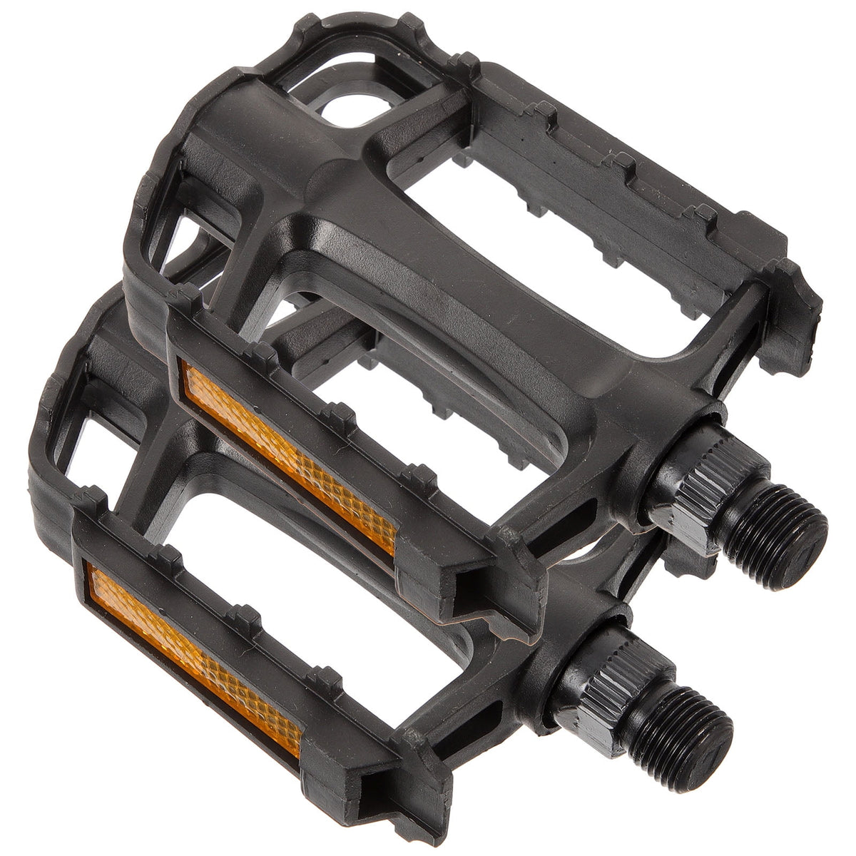 2Pcs Flat Bike Pedals Carbon Steel Replacement for Road and Mountain Bikes Black