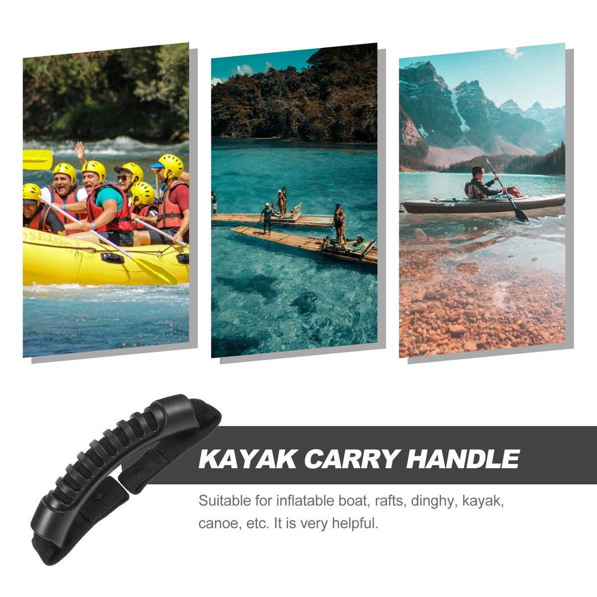 1Pcs Ergonomic Contour Black Rubber Kayak Handle for Inflatable Boat Outdoor Use