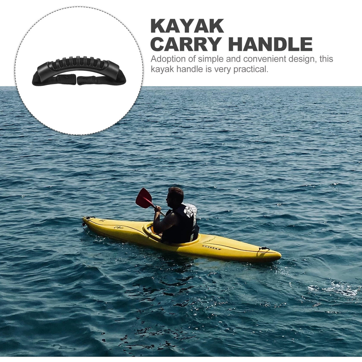 1Pcs Ergonomic Contour Black Rubber Kayak Handle for Inflatable Boat Outdoor Use