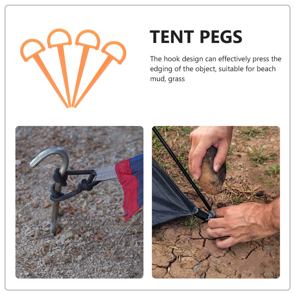 4Pcs Ground Stakes in Orange Plastic for Tents and Outdoor Gear 3.5in