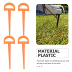 4Pcs Ground Stakes in Orange Plastic for Tents and Outdoor Gear 3.5in