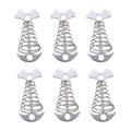 6Pcs Stainless Steel Fishbone Tent Pegs for Outdoor Camping with Tent Rope Buckle 3.1x1.6x1.2in