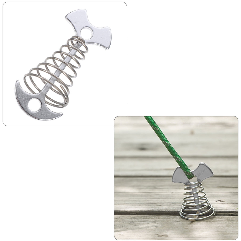 6Pcs Stainless Steel Fishbone Tent Pegs for Outdoor Camping with Tent Rope Buckle 3.1x1.6x1.2in