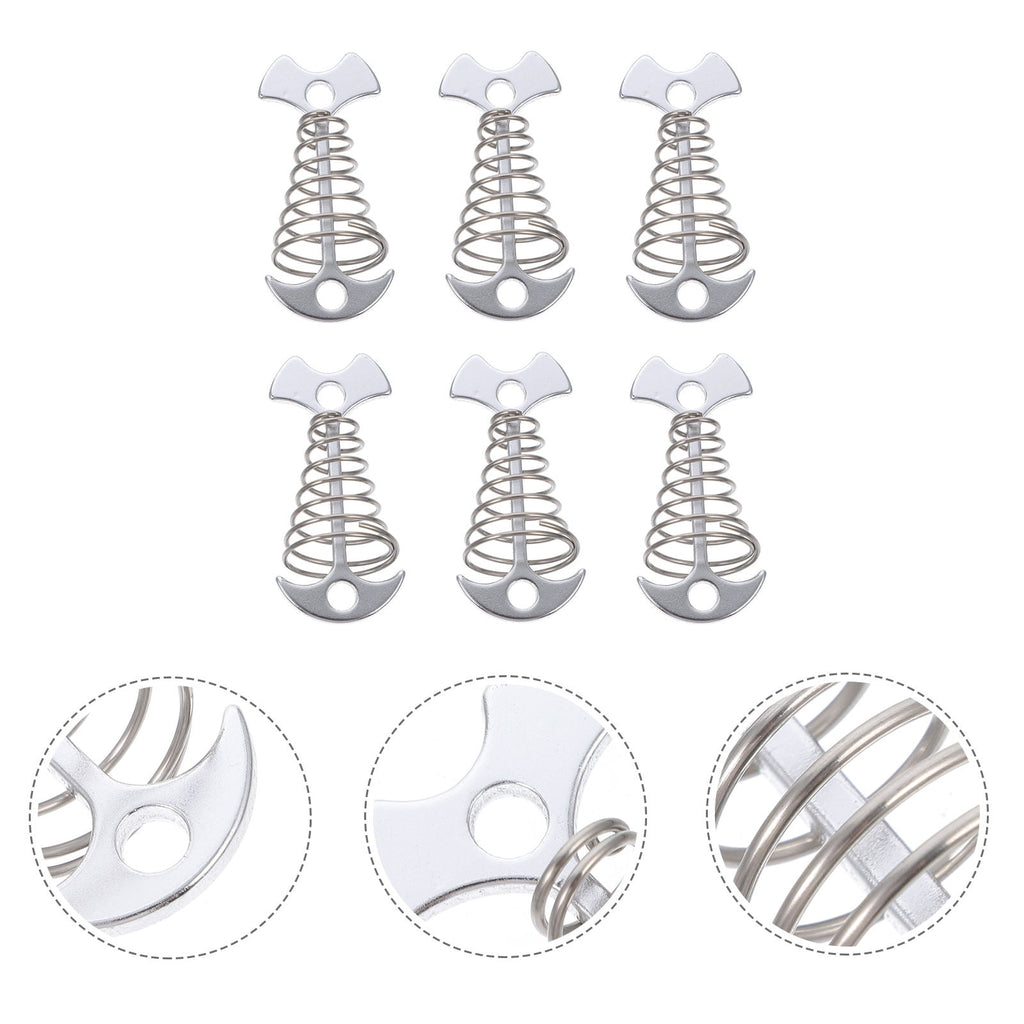 6Pcs Stainless Steel Fishbone Tent Pegs for Outdoor Camping with Tent Rope Buckle 3.1x1.6x1.2in