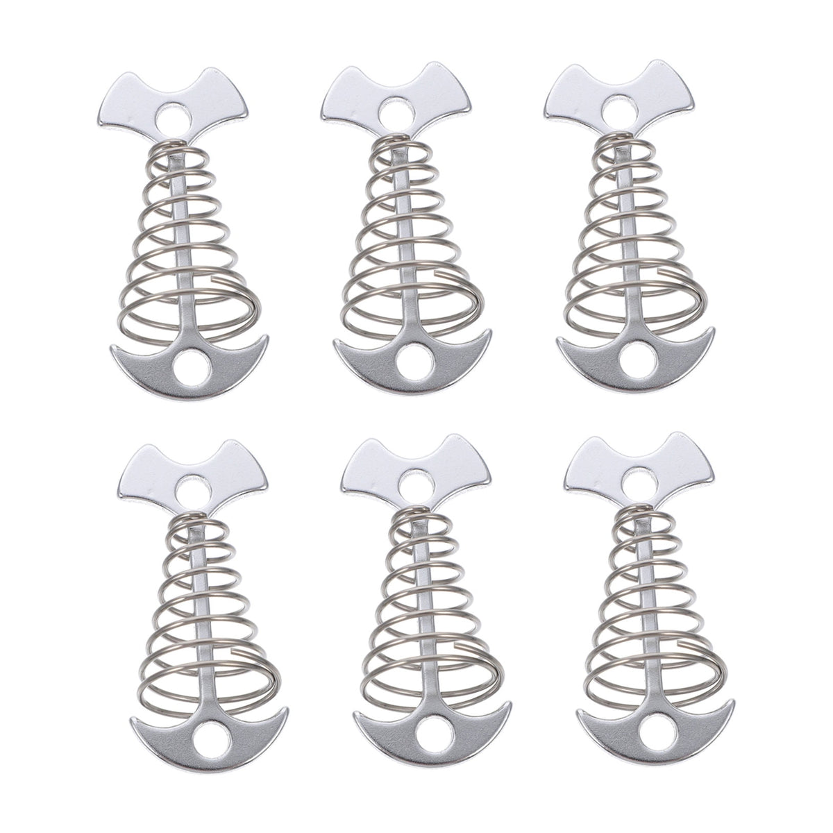6Pcs Stainless Steel Fishbone Tent Pegs for Outdoor Camping with Tent Rope Buckle 3.1x1.6x1.2in