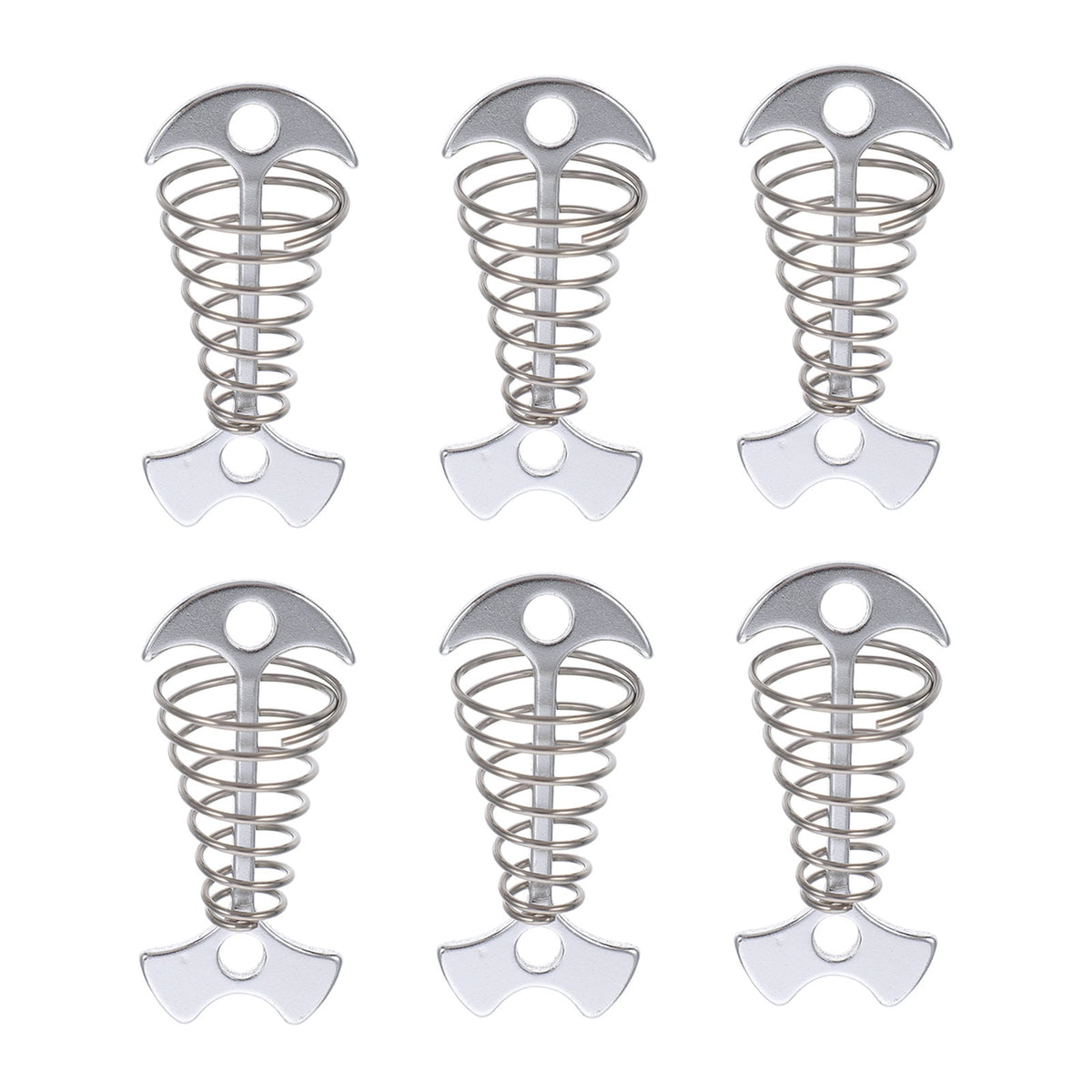 6Pcs Stainless Steel Fishbone Tent Pegs for Outdoor Camping with Tent Rope Buckle 3.1x1.6x1.2in