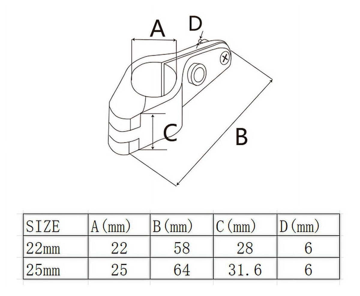 316 Stainless Steel Bimini Top Hinged Jaw Slide Rail Mount For 1 Inch Marine Tubing Accessories Boat Hardware 22Mm 25Mm 25Mm 22 mm